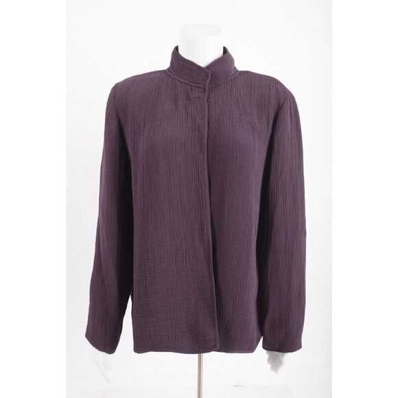 Eileen Fisher Womens Suit Coat Blazer Size M Purple Deep Plum Textured Silk - Picture 1 of 6
